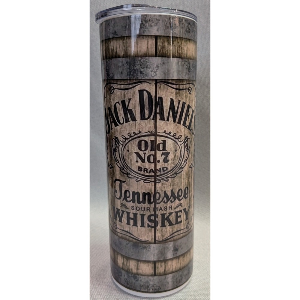 Jack Daniels Tumbler Unisex 20oz Brown Whiskey Barrel Skinny Travel Mug